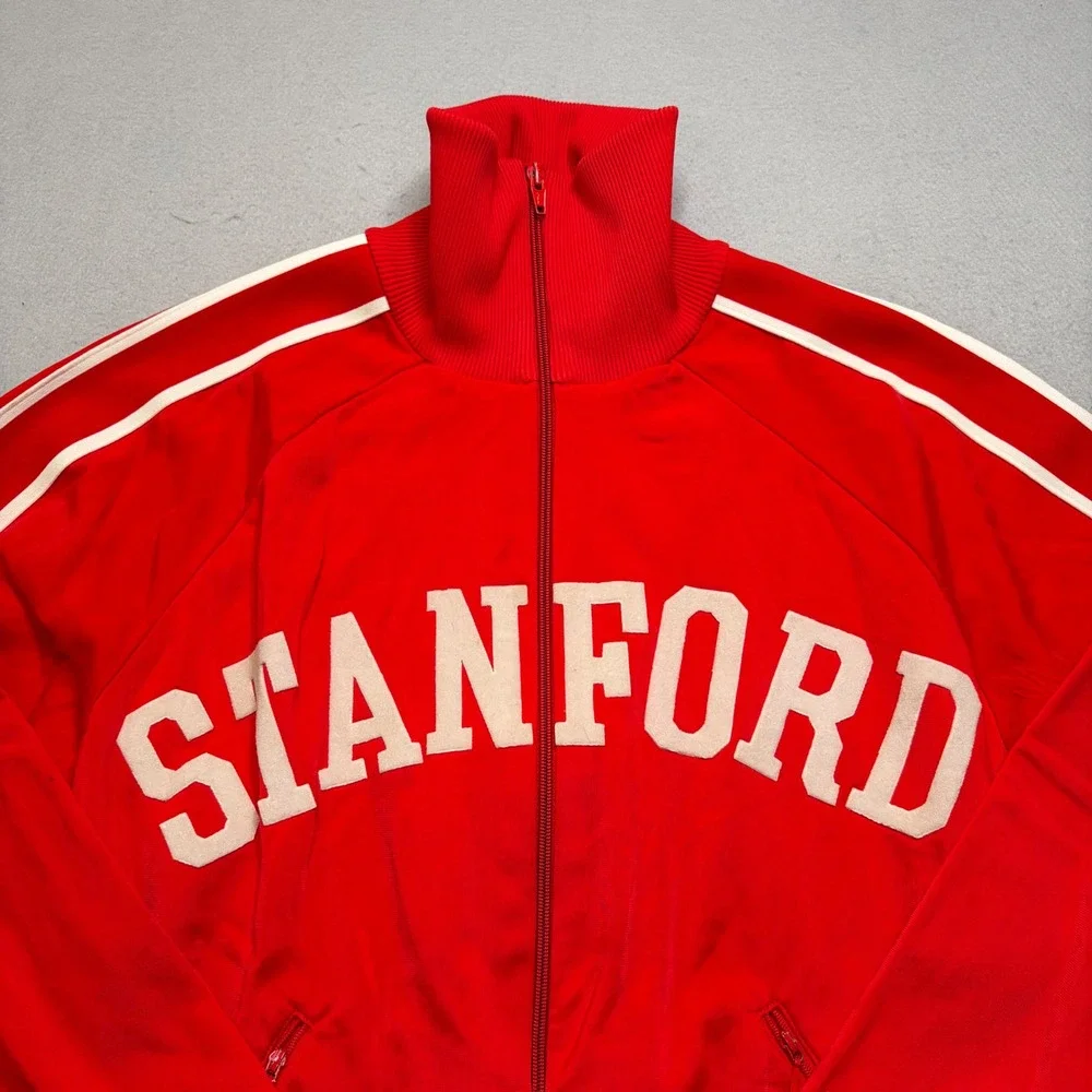 Descente Track Jacket Mens L Red Stanford Vintage 80s Full Zip Athletic EH47